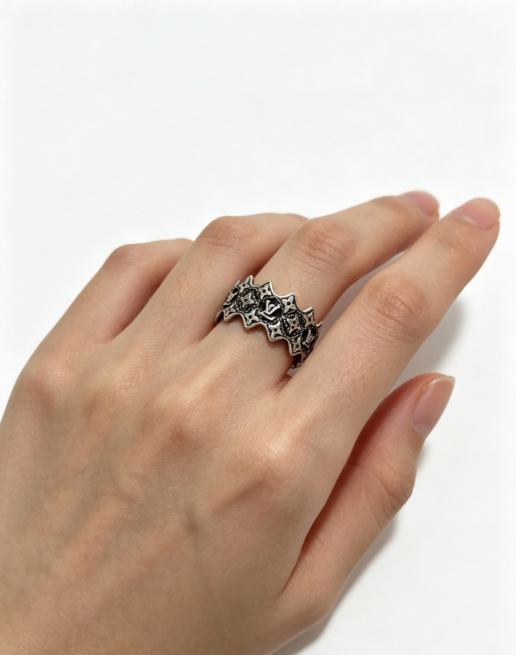 Louis Vuitton Sterling Silver Filigree Ring